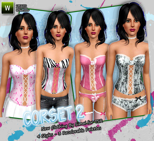 Sims 3 — Corset Set-2 by simal10 — Corset with 4 different styles and 2 Lace Patterns. Can be used as everyday, sleepwear