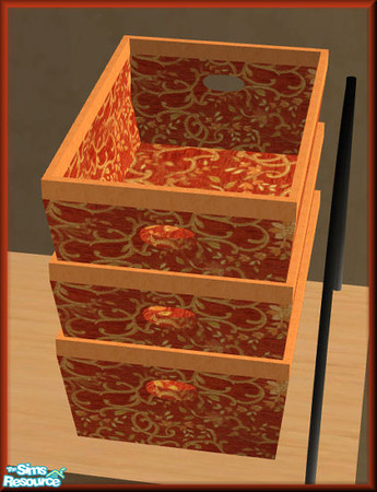 Sims 2 — NK STUD Items Red Gold - Stackable Basket by MoMama — A red and gold stackable basket with a gold rim.