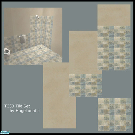 Sims 2 — TC53 Tile Set by HugeLunatic — A mix of stucco and tile for bathrooms and kitchens. Tile texture from rgdyanne,