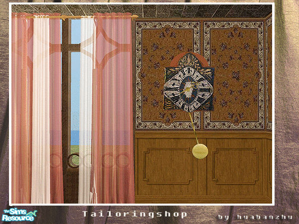 Sims 2 — Tailorshop - wood clock by huabanzhu — 