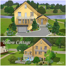 Sims 3 — Yellow Cottage by Semitone — Yellow cottage. Pool, garage, two bedrooms, garden... Fully furnished.