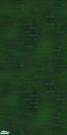Sims 2 — Mossy Green Brick Wall 01 by ad27 — A dirty brick wall slathered in a green moss, or oozing radioactive