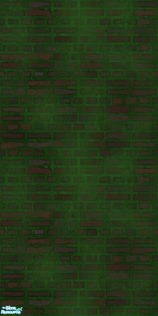 Sims 2 — Mossy Green Brick Wall 05 by ad27 — A dirty brick wall slathered in a green moss, or oozing radioactive