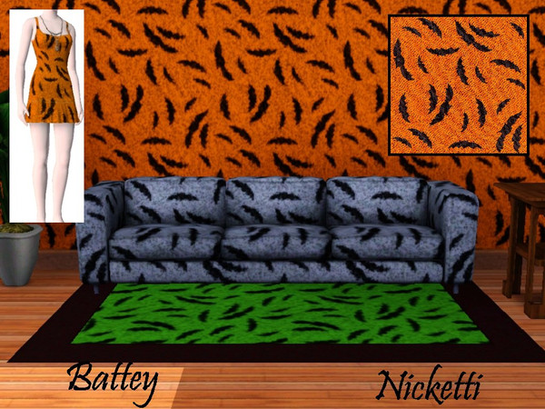 Sims 3 — Battey by nicketti — Halloween bat pattern, themed, 1 color, TSRAA yes