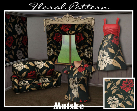 Sims 3 — Floral Pattern 32 by Mutske — 4 recolorable pallet