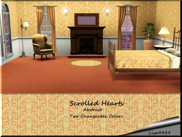 Sims 3 — Scrolled Hearts by lisa9999 — Abstract heart pattern.One changeable color. Lisa9999