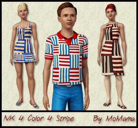 Sims 3 — NK 4 Stripe 4 Color Nautical Weave by MoMama by MoMama — A 4-color weave in 4 stripes of varying orientations by