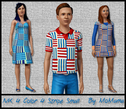 Sims 3 — NK 4 Color 4 Stripe Small by MoMama by MoMama — A 4-stripe pattern in a variety of orientations by MoMama