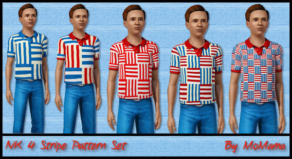 Sims 3 — NK 4 Stripe Pattern Set by MoMama — A set of patterns with 4 stripes turned in alternating directions. Two with