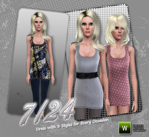 Sims 3 — 7/24 by simal10 — New dress and mesh with 3 different styles and 1 colorable palette. Have fun! Hair and skin
