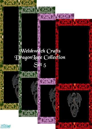 Sims 2 — DragonLace Set5 by WelshWitch — Black walls with lace effect coving. Set 5 of 5 sets.