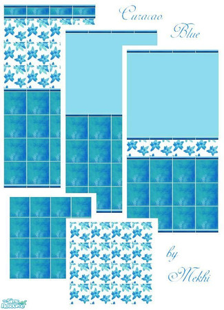 Sims 2 — Curacao Blue by Mekhi — First set from my Beach Party series :) Three tiled walls and two floors in intensive