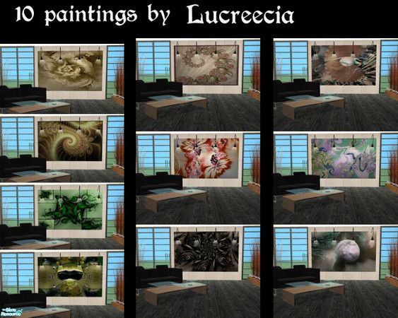 Sims 2 — Modern Big Paintings 5 by Lucreecia — Again a few paintings based on the maxis mesh "Two dogs an one