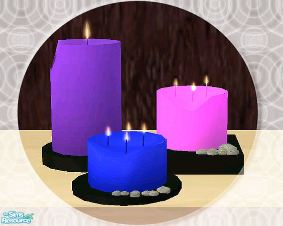 Sims 2 — Candle set VI-Zen Candles - Blue,pink, purple recolor by Paleoanth — Blue, pink and purple candles for the girly