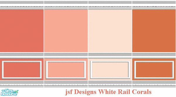 Sims 2 — jsf Designs White Rail Corals by jsf — Shades and tints of orange and coral paint in my White wainscoted