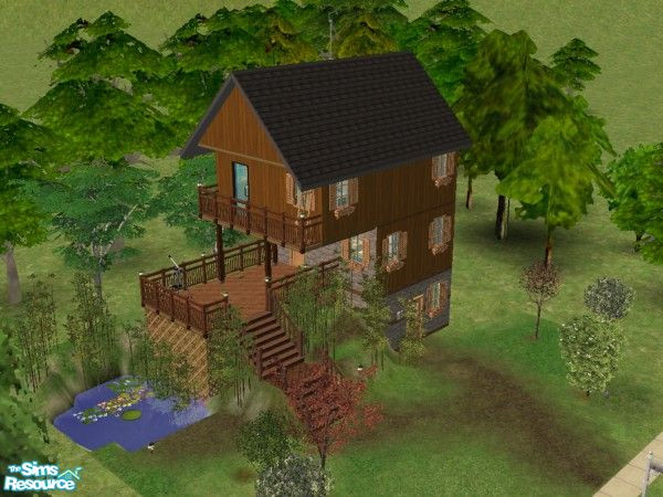Sims 2 — Hermit House by madea — Here is Hermit House, it is a fully furnished rustic house, under 20k. Landscaped and