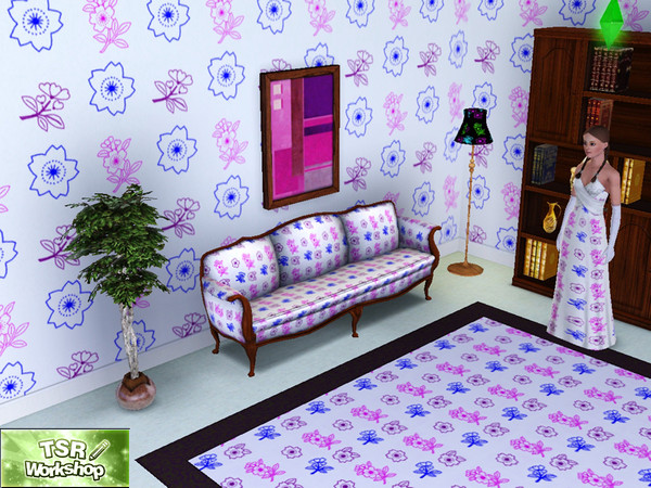 Sims 3 — Fairly Floral Pattern Small by leiaann — A pretty pattern of delicate flowers with the background and 3 colours