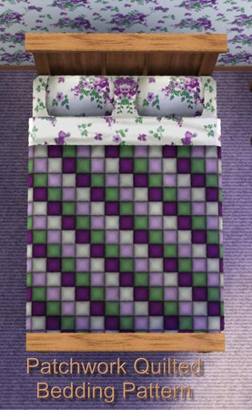 Sims 3 — Patchwork Quilt Bedding Pattern V1 by Tabeetha — 4-color standard patchwork quilt design