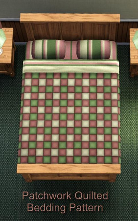 Sims 3 — Patchwork Quilt Bedding Pattern V2 by Tabeetha — 3 color patchwork quillt pattern
