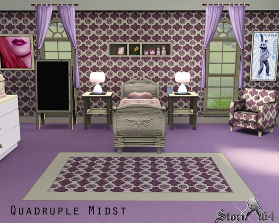 Sims 3 — Quadruple Midst by stori_64 — Flowers in groups of four surrounded by rows of another type