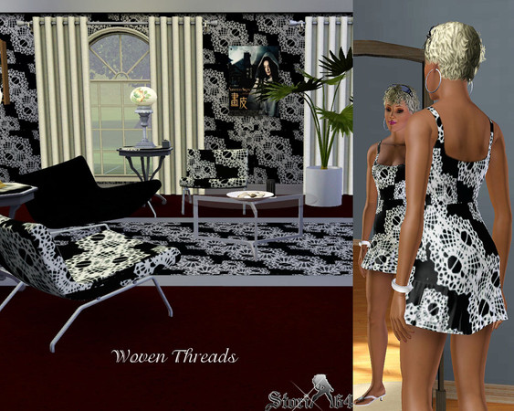 Sims 3 — Woven Threads by stori_64 — Lace! In one of its ribbon type designs. The hair on my model can be obtained at MTS