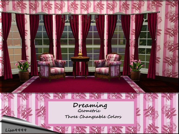 Sims 3 — Dreaming by lisa9999 — Sillouette flowers on a striped background. Three changeable colors. Lisa9999