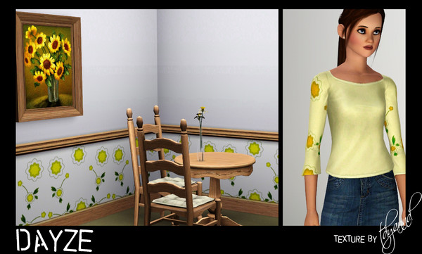 Sims 3 — Dayze by tdyannd — Flowers on a cloth texture, somewhat resembling daisies.