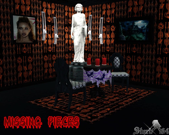 Sims 3 — Missing Pieces by stori_64 —  Dangling skullish hands and skeletal parts with a twist in pumpkins.