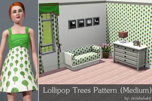 Sims 3 — Lollipop Trees (Medium) by circlebyhabit — A tree pattern based off an IKEA fabric. Hand-traced for solid colors