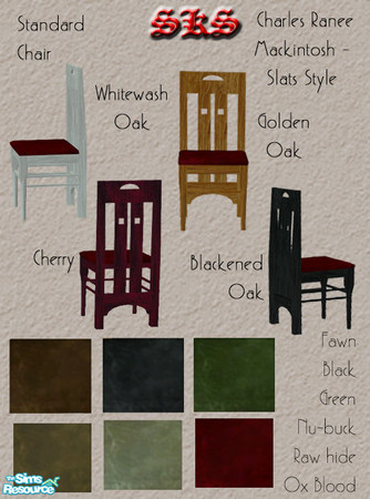Sims 2 — Mackintosh Slats style Side Chair by 71robert13 — New mesh included. Base game compatible. Design based on