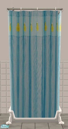 Sims 2 — Blue Ducky Bathroom Set - Country Shower Curtain by Riverwillows — A matching set of small window, tub, and