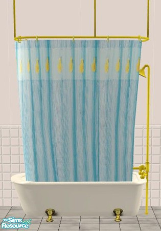 Sims 2 — Blue Ducky Bathroom Set - Shower Tub Curtains by Riverwillows — A matching set of small window, tub, and shower