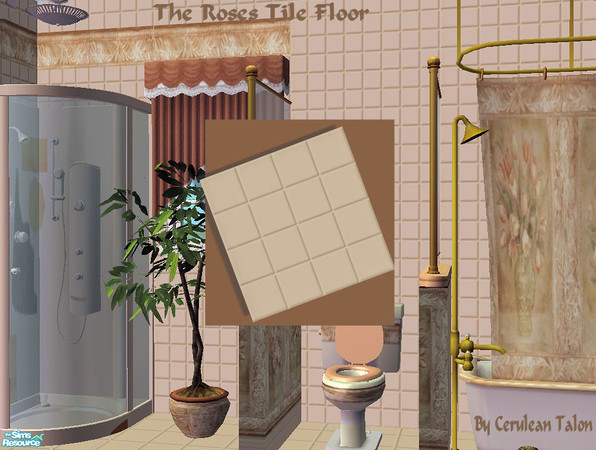 Sims 2 — The Roses - Tile Floor by Cerulean Talon — Elegance and beauty combine to make a luxury room.
