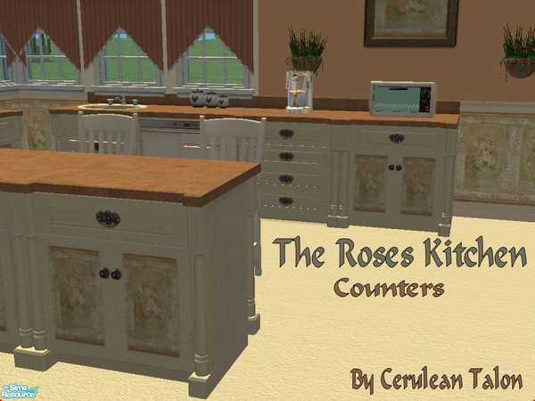 Sims 2 — The Roses Kitchen - Counters by Cerulean Talon — Elegance and beauty combine to make a warm, welcoming kitchen