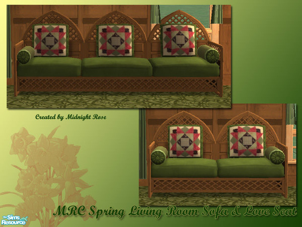Sims 2 — MRC Spring Living Room - Sofa by MidnightRose — Sofa and Love Seat for the MRC Spring Living Room. Recolor of
