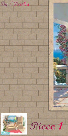 Sims 2 — Mural Wall Set - 1 Mural Wall Piece by tlkaska — This beige brick set includes 3 new meshes that interlock with