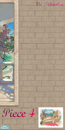 Sims 2 — Mural Wall Set - 4 Mural Wall Piece by tlkaska — This beige brick set includes 3 new meshes that interlock with