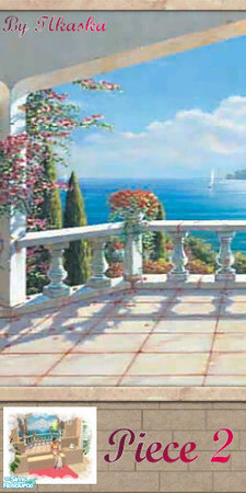Sims 2 — Mural Wall Set - 2 Mural Wall Piece by tlkaska — This beige brick set includes 3 new meshes that interlock with