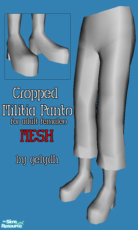 Sims 2 — MESH - Cropped Militia Pants for Adult Females (REA05)  by gelydh — New bottoms mesh for adult females with