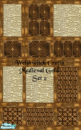 Sims 2 — Medieval Gold Walls Set2 by WelshWitch — Set 2. Wall Stunning walls, gold/bronze in colour, 2 sets of 6. All my