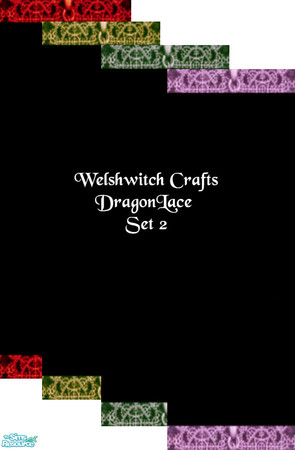 Sims 2 — DragonLace Set2 by WelshWitch — Red Gold Green & Purple Black walls with lace effect coving. Set 2 of 5