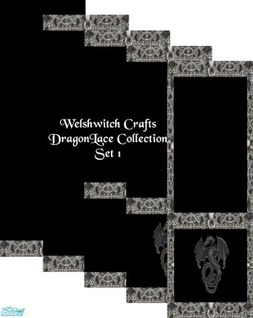 Sims 2 — DragonLace Walls by WelshWitch — Black walls with lace effect coving. Set 1 of 5 sets. 