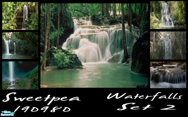 Sims 2 — Waterfall Murals set 2 by sweetpea190980 — Based on mesh by Ellusion at mod the sims 2 Can be found in catalogue