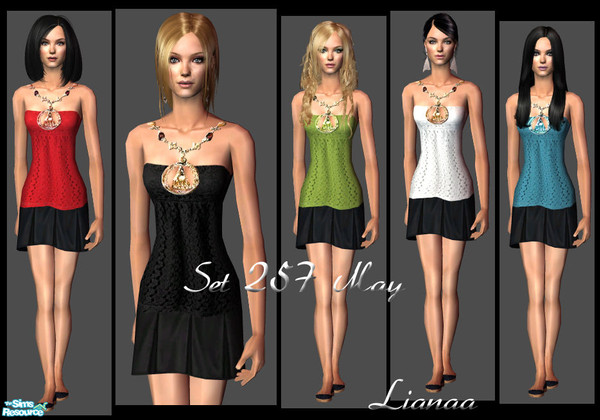 Sims 2 — Set 257 May by Lianaa — Set 257 May - everyday outfits in 7 colors with flat shoes