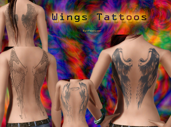 Sims 3 — Wings Tattoos by Tatu666 — Angel Wings Tattoos request by Chrmd...I Hope you like these wings!