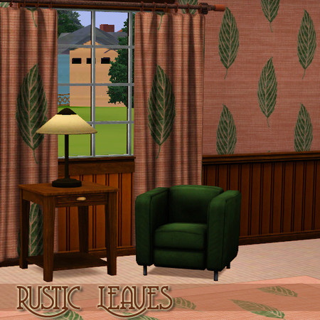 Sims 3 — kipTSR-Rustic Leaves by kittyispretty69 — A rustic leaf pattern with a checked background. Three recolorable