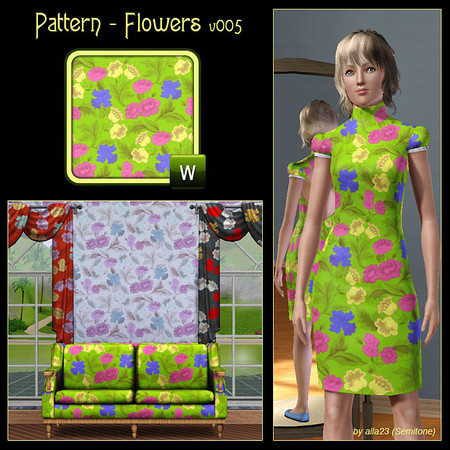 Sims 3 — Pattern - Flowers v005 by Semitone — Pattern - Flowers v005