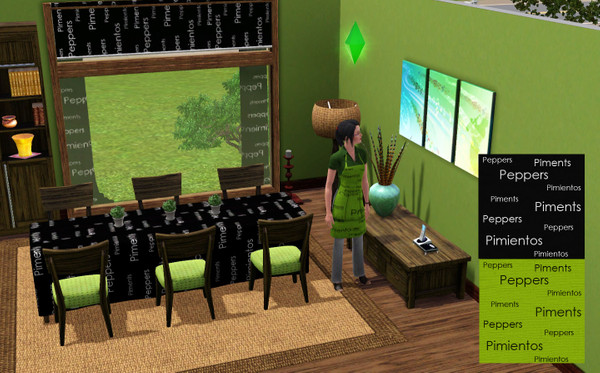 Sims 3 — Peppers linen by lreveles18 — Linen with &amp;quot;peppers&amp;quot; text print Just in case, apron