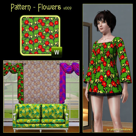 Sims 3 — Pattern - Flowers v009 by Semitone — Pattern - Flowers v009