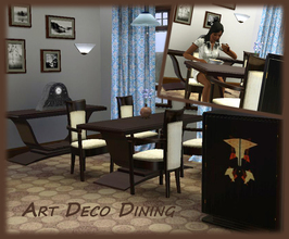 Sims 3 — Art Deco Dining by ShinoKCR — Set includes Diningtable, Consoletable, Diningchair, small Cabinet and a Deco